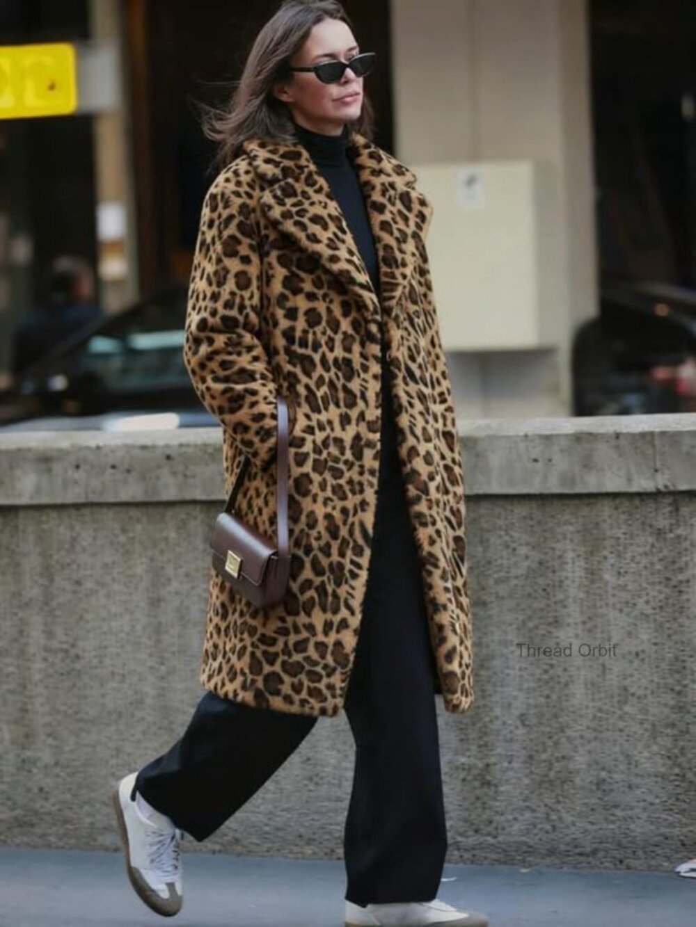 Faux Fur Open Front Coat Long Sleeve Loose Fit Jacket - Picture 3 of 7